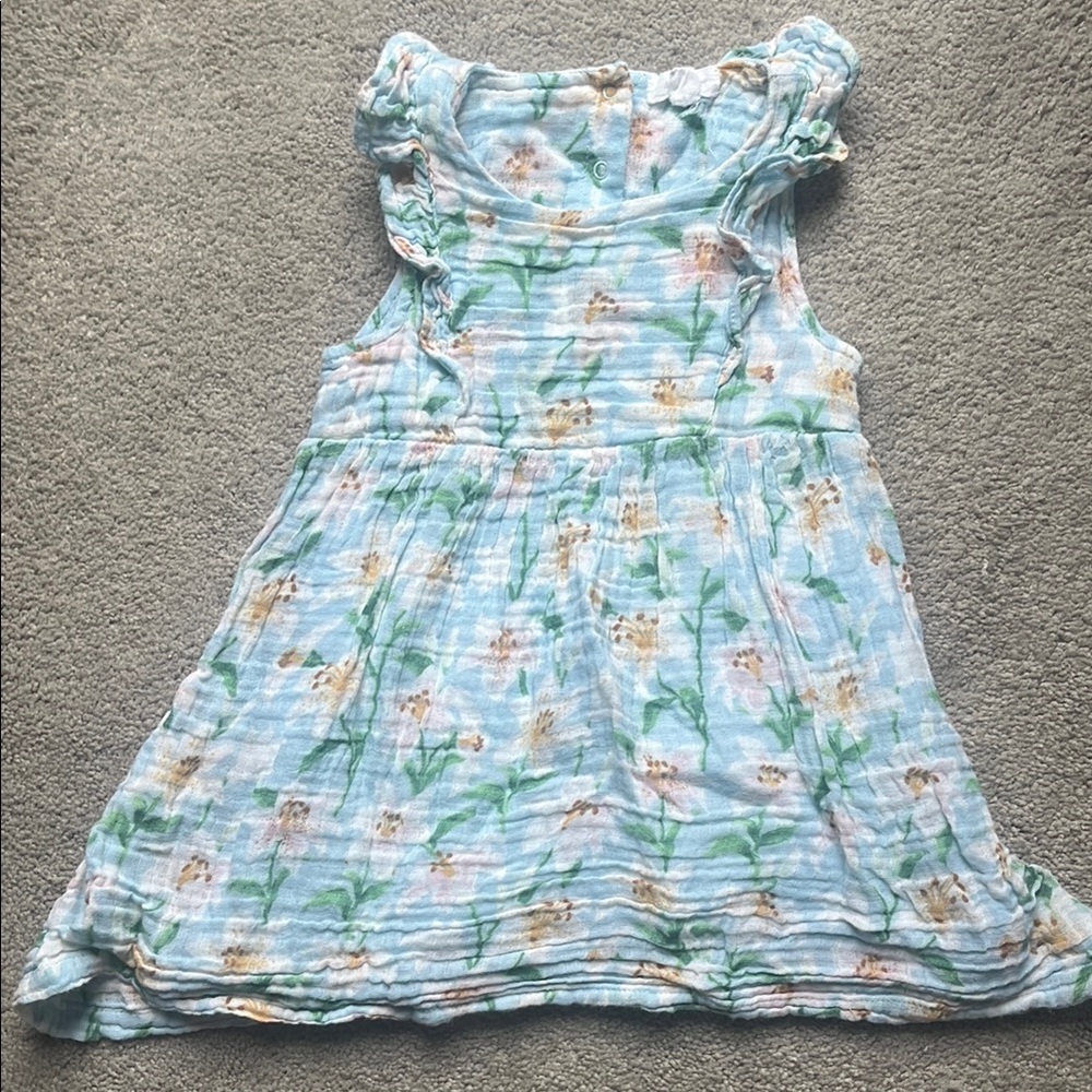 Floral Blue Sleeveless Dress